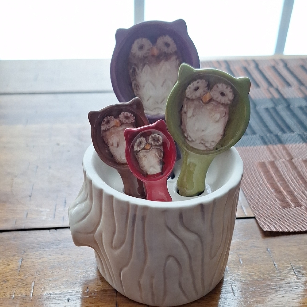 Grasslands Road Owl Measuring Spoons - Brown, Red, Green